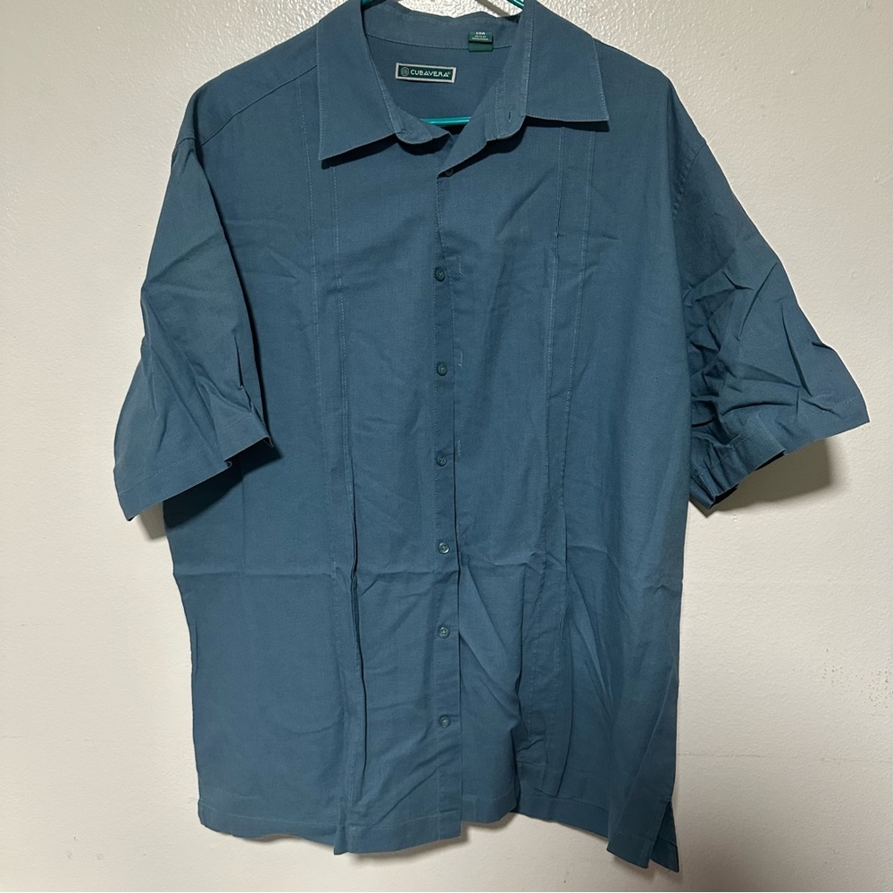 Cubavera Ocean Blue XL Tall Short Sleeve Button Up Casual Dress Shirt Used